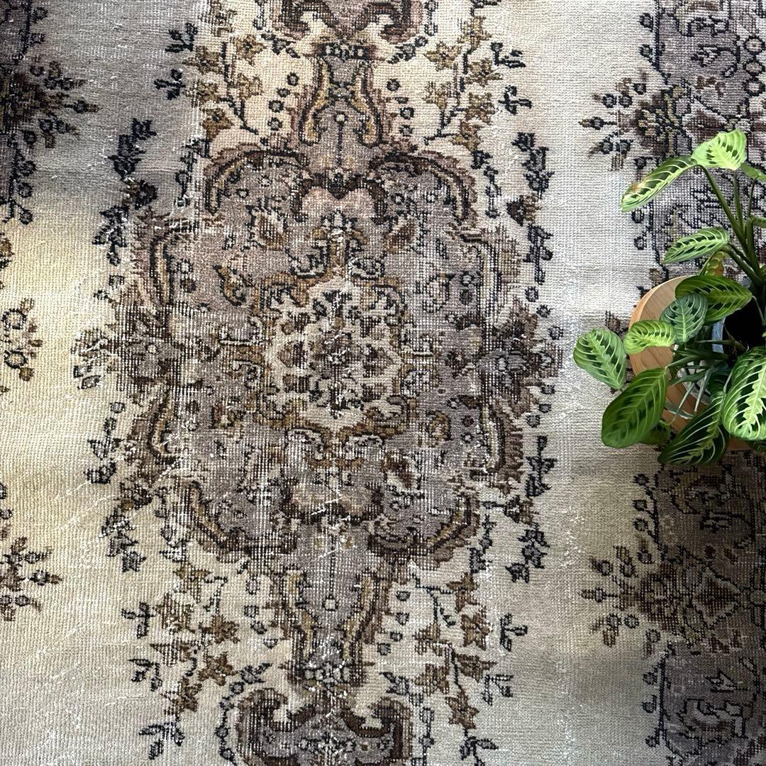 専用116×204 グレージュ×ブラウン　王道メダリオン　トルコヴィンテージラグ