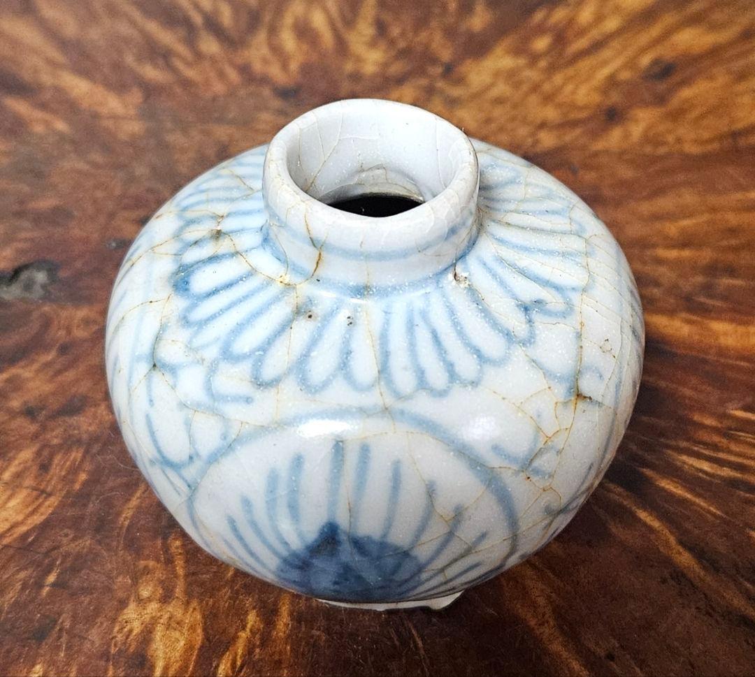 中国南方系　東南アジア古陶磁器　青華 安南　宋胡録　小壺　茶入れ　振り出し