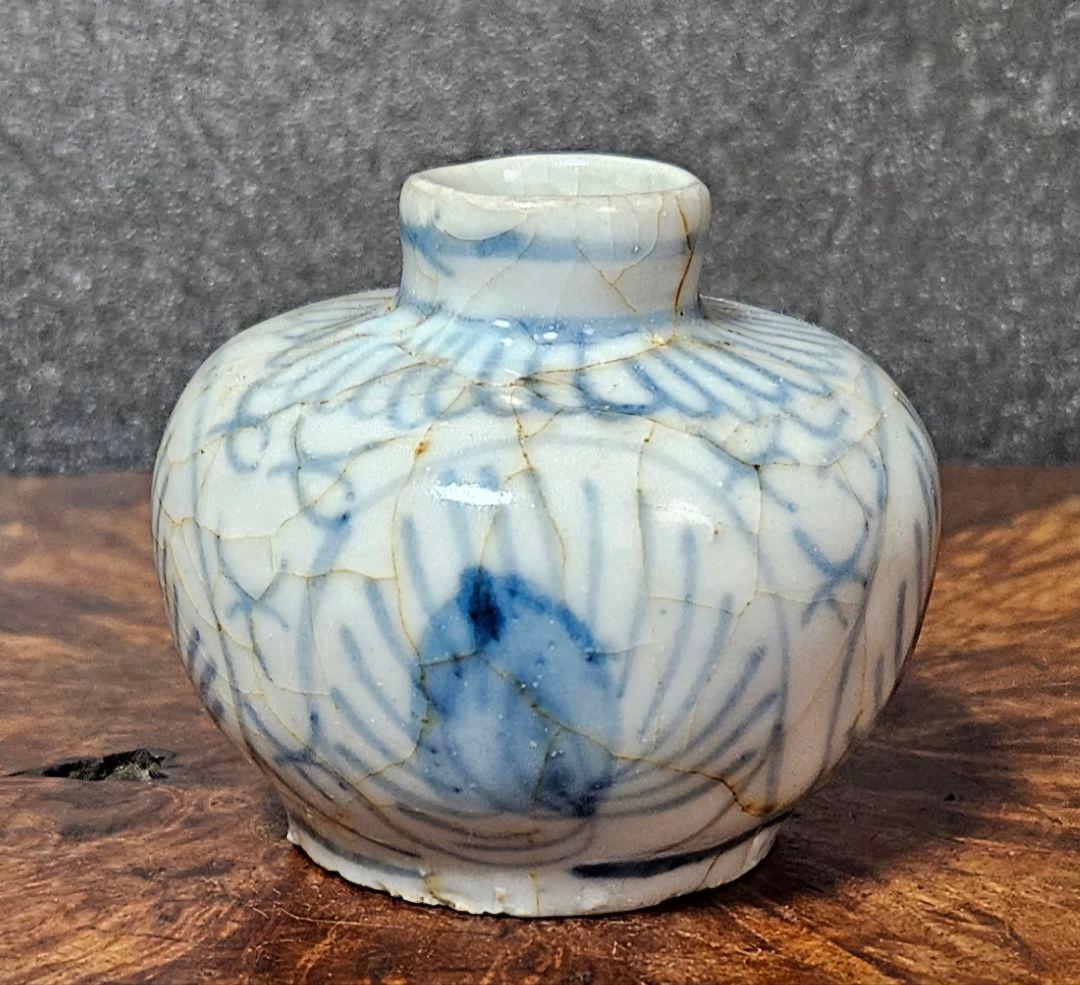 中国南方系　東南アジア古陶磁器　青華 安南　宋胡録　小壺　茶入れ　振り出し