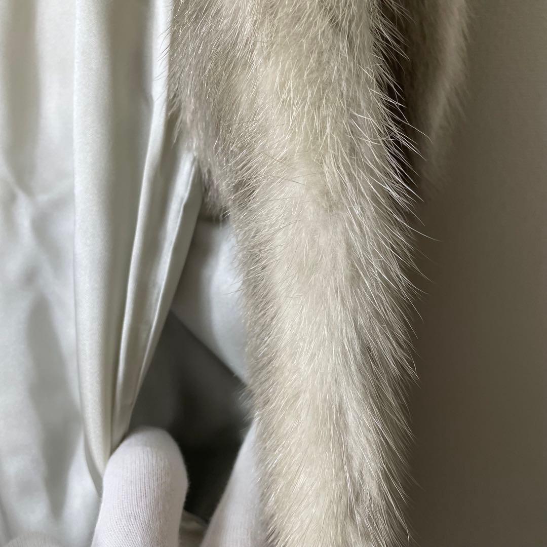 【美品】 リアルファージャケット アウター ミンク ホワイト系 毛皮 9号