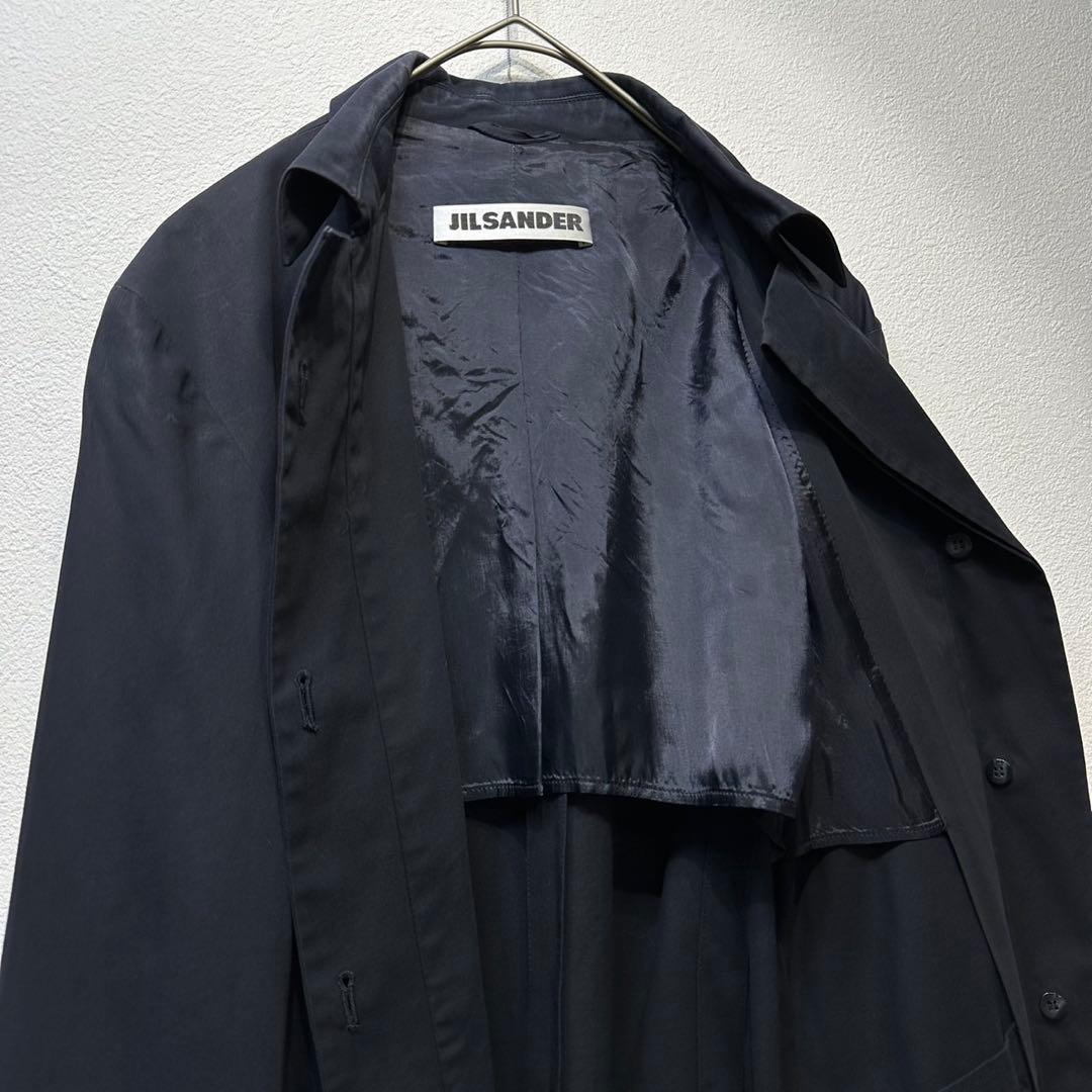 希少 JIL SANDER 上質 比翼 デザイン シャツ ジャケット 紺 36