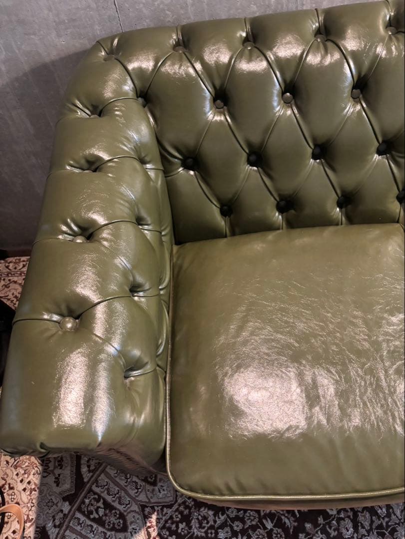 Vintage チェスターフィールドソファ　グリーン　2人がけ