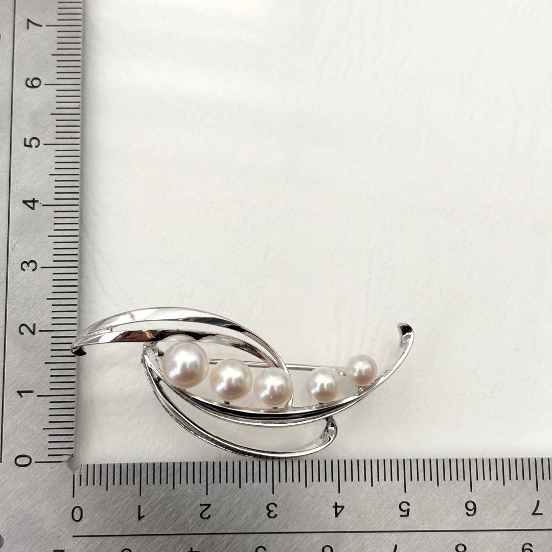 414【ミキモト】シルバー　パール　ブローチ