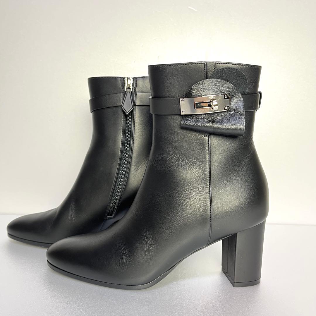 36.5 エルメス サンジェルマン ショートブーツ　黒 レザー　23.5