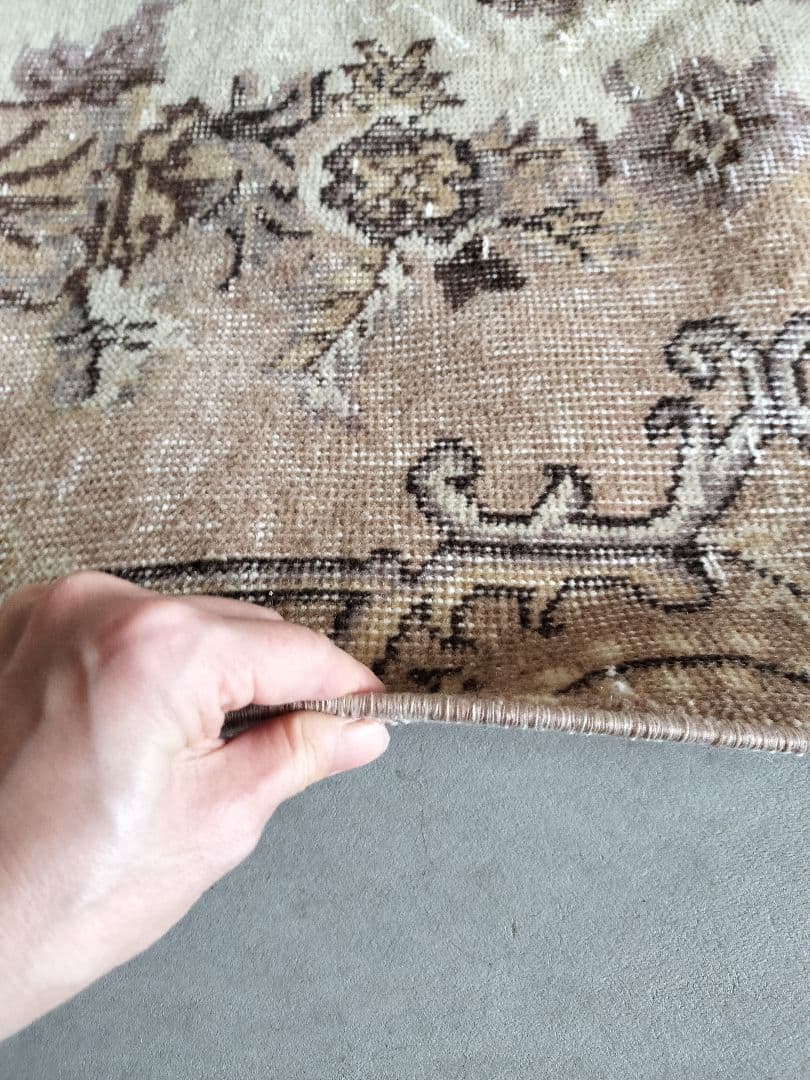 大判/カフェオレとミルクティー ヴィンテージラグ　石田ゆり子さんNo.692