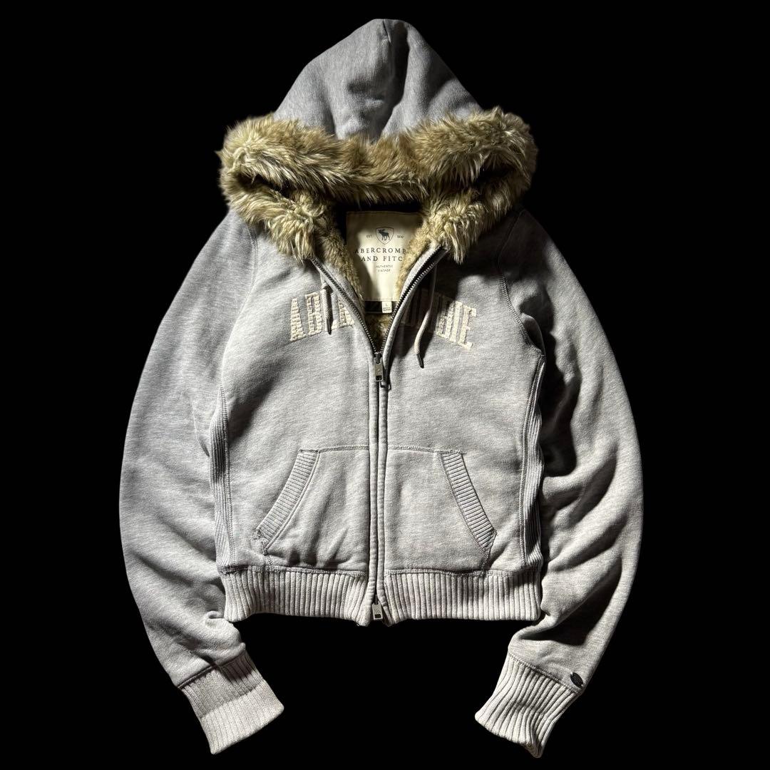 00s A&F fur double zip hoodie y2k 平成