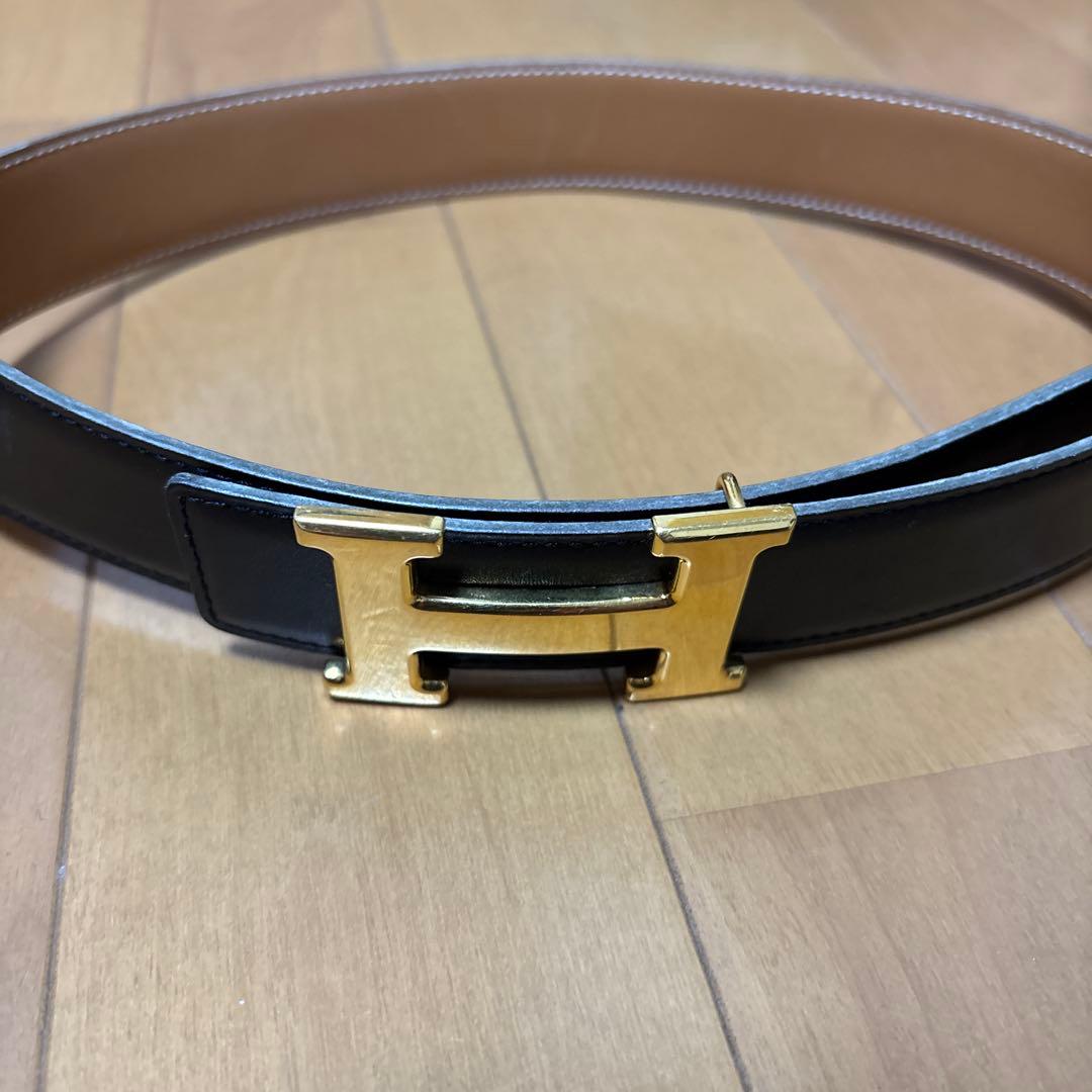 HERMES ブラックレザーベルト