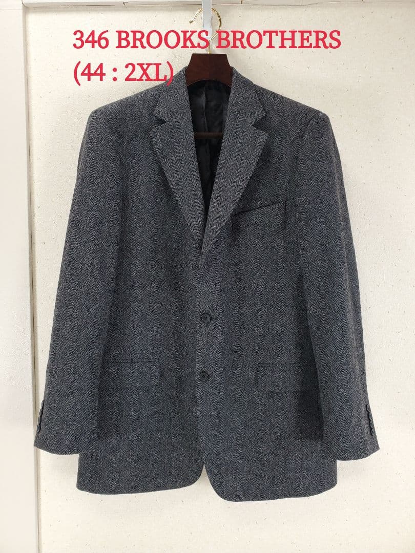 346 ブルックスブラザーズ 毛100％/ヘリンボーン テーラードジャケット44