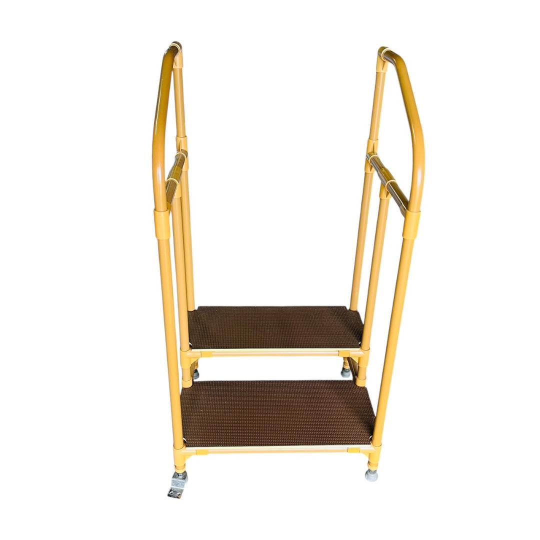 矢崎化工 手すり付ステップ台 ユニットタイプ 2段 ブラウン 手摺 介護用品