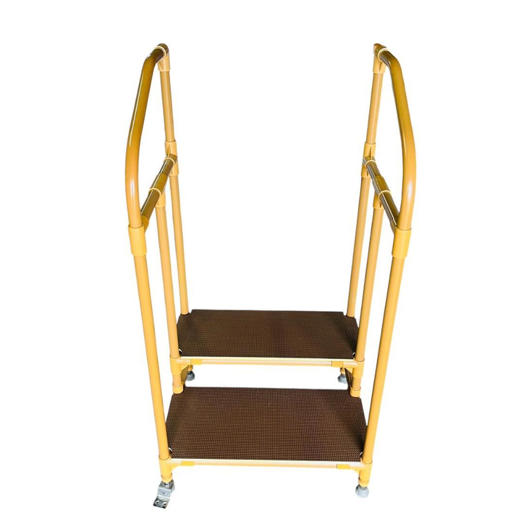 矢崎化工 手すり付ステップ台 ユニットタイプ 2段 ブラウン 手摺 介護用品