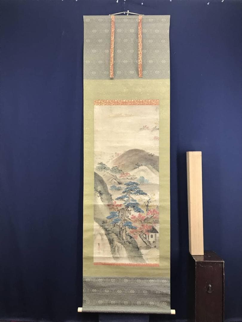 模写/狩野探幽/古画紅葉山水図/山水図/江戸時代/掛軸/名家伝来/AD-990