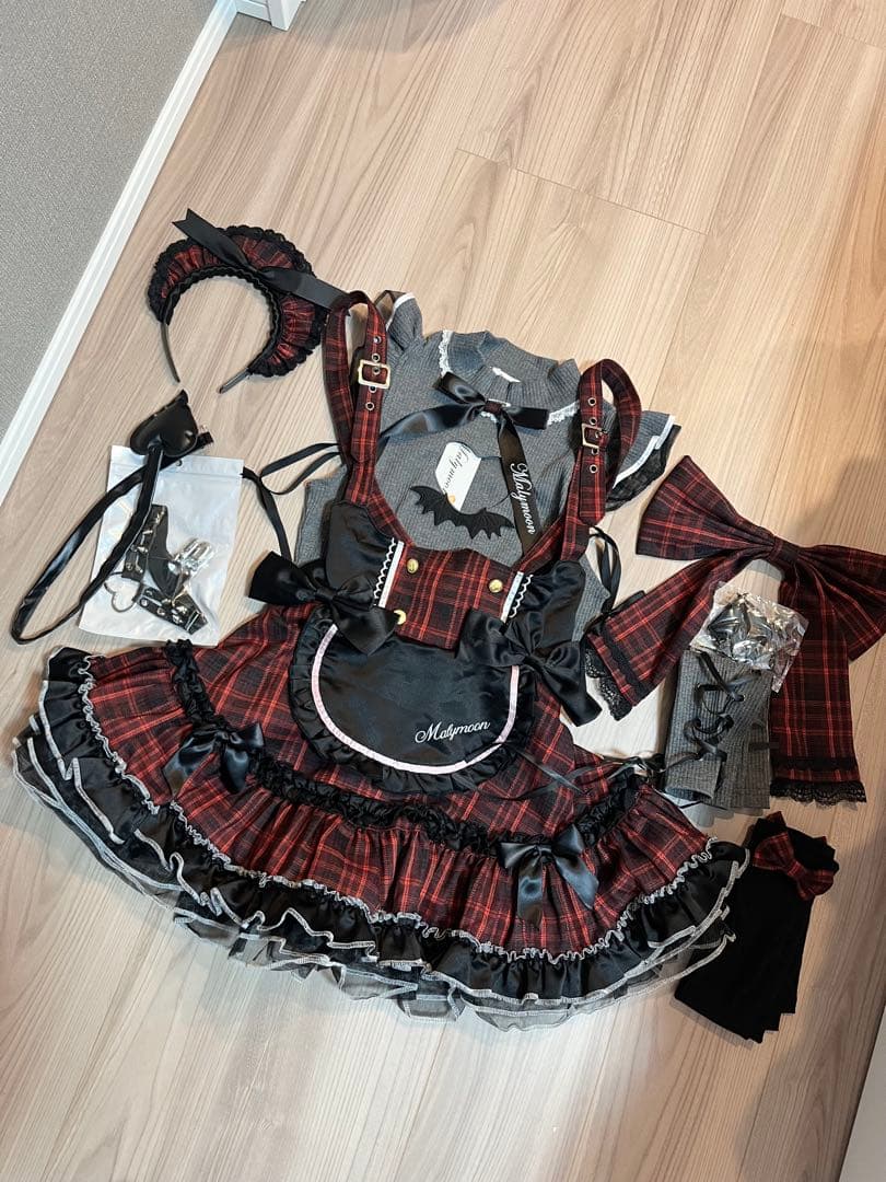 malymoon ガーリーロックサキュバスメイド ハロウィンコスプレ11点セット