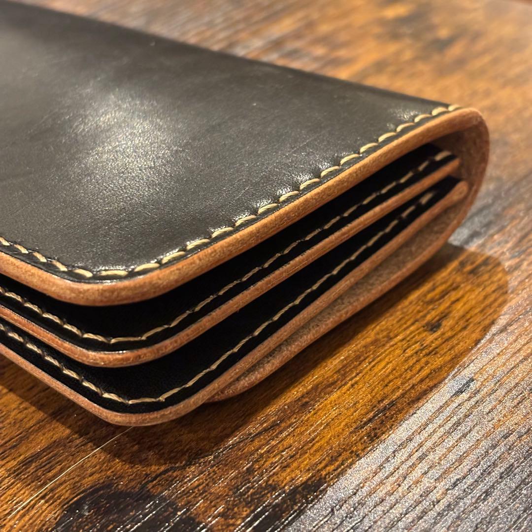栃木レザー　トラッカーウォレット　茶芯ブラック　3層
