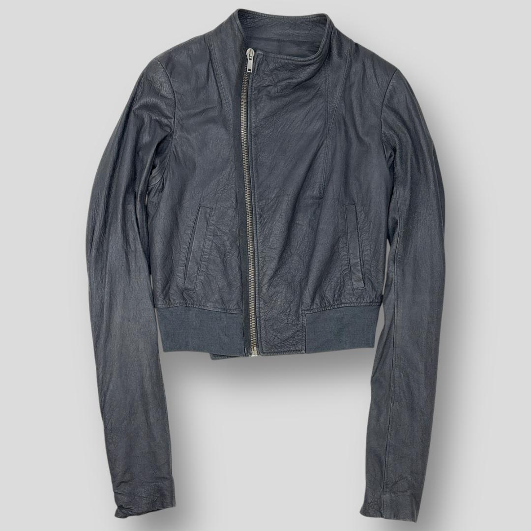 Rick Owens ラムレザー ハイネック ライダースジャケット 40 グレー