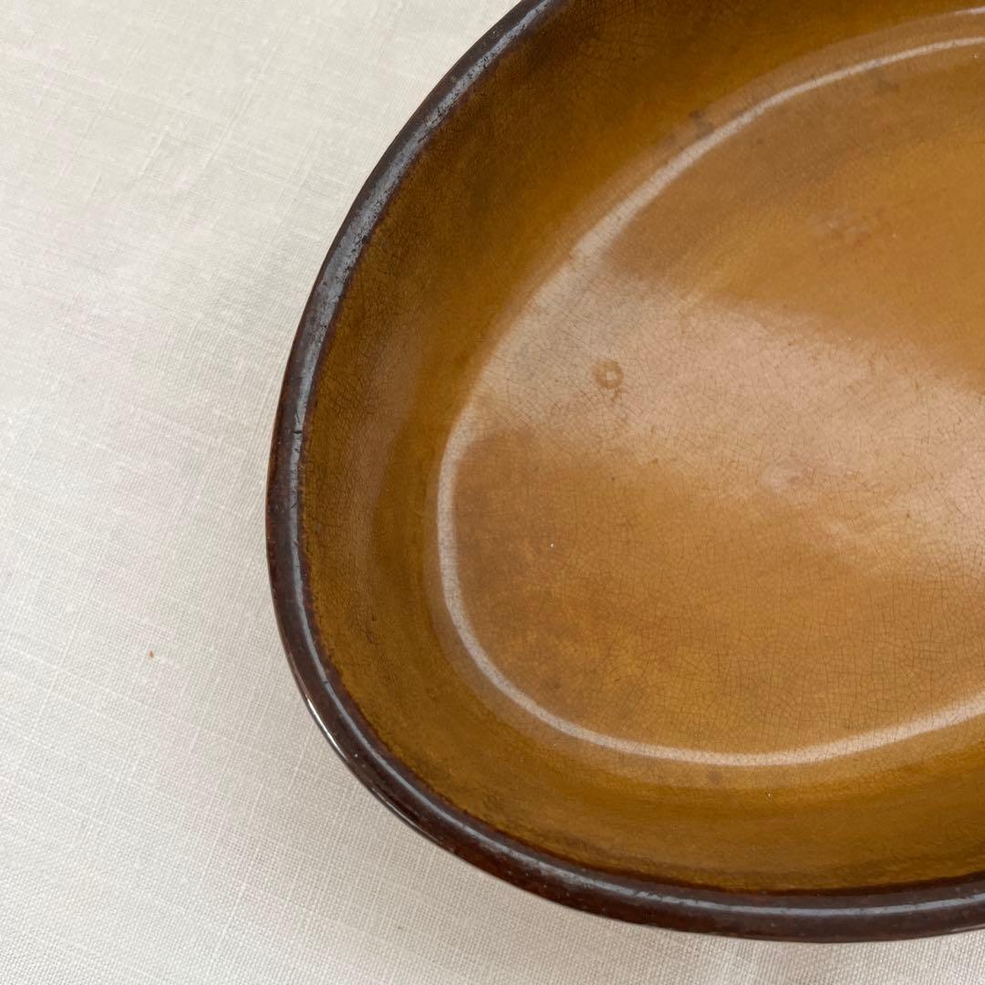 フランスアンティーク 貫入が美しく入った グラタン皿 オーブン皿