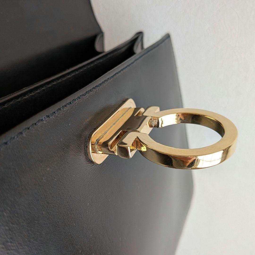 フェラガモ ガンチーニ レザー 2way フラップ ハンドバッグ