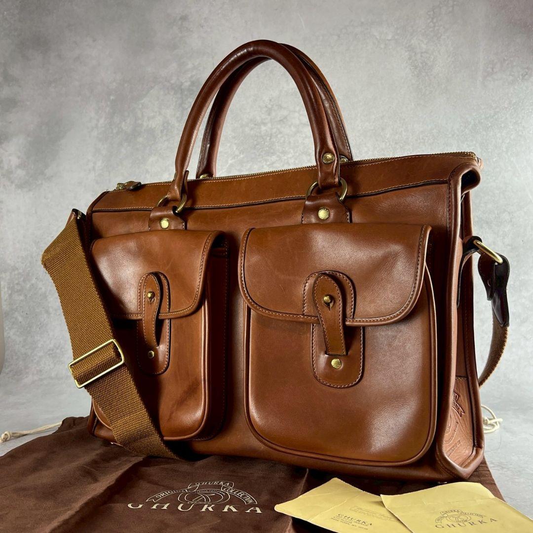 美品！GhurkaグルカNo.5エグザミナーレザービジネスバッグショルダーバッグ