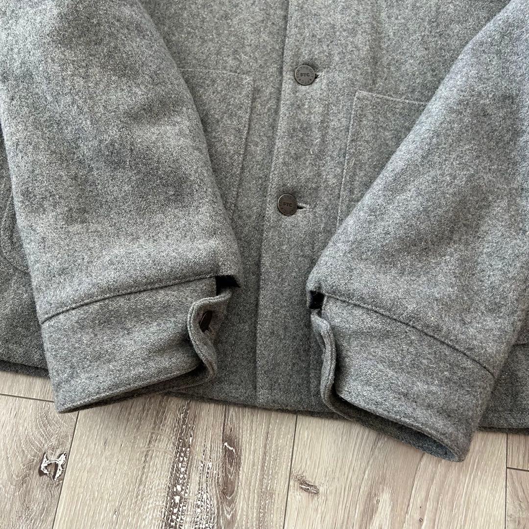 【美品】FTC ウール メルトン カバーオール グレー ネイビー Mキルティング