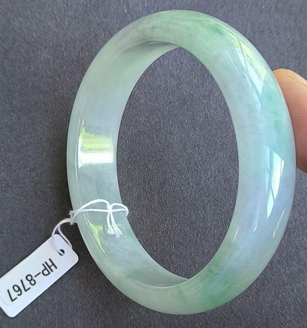 kona0615【鑑別書付】アイス翡翠のバングル（58～59）8767