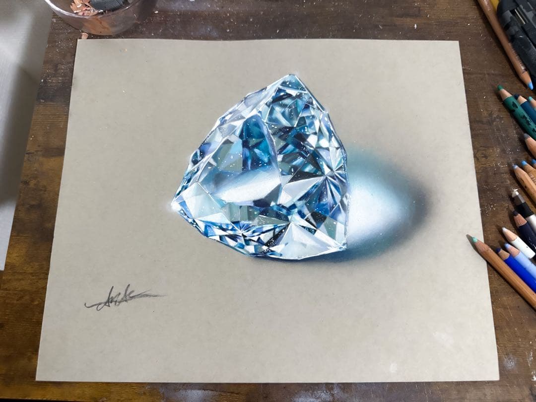 色鉛筆画 アクアマリン (原画)