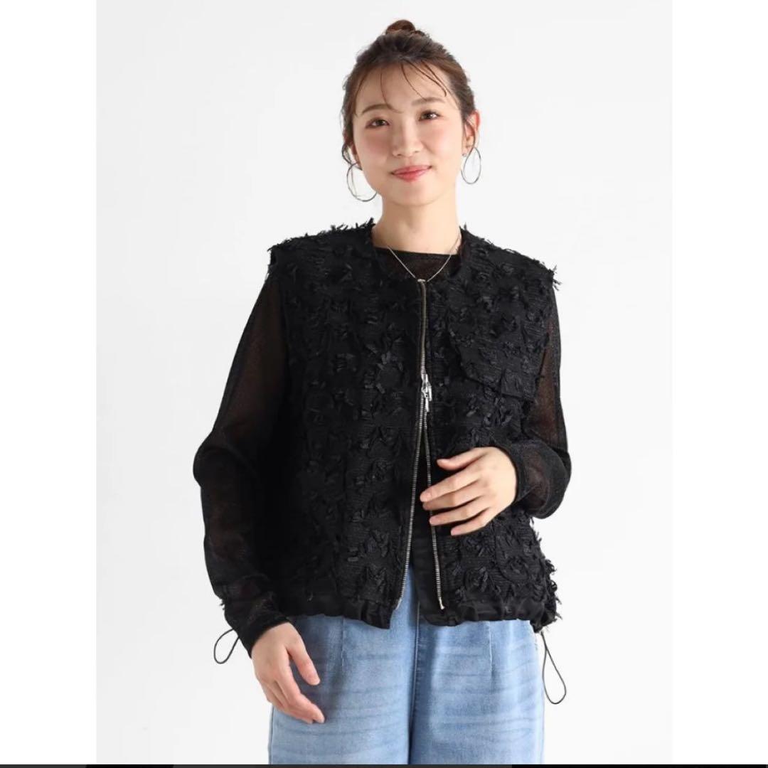 ヤマダヤ　Vin カットジャガードダブルジップジレ ブラック