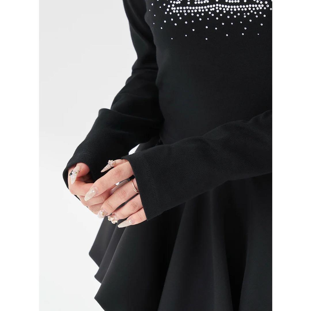 ダーリッチ 新品タグ付 シャイニーDDロゴコンパクトロングTシャツ ブラック