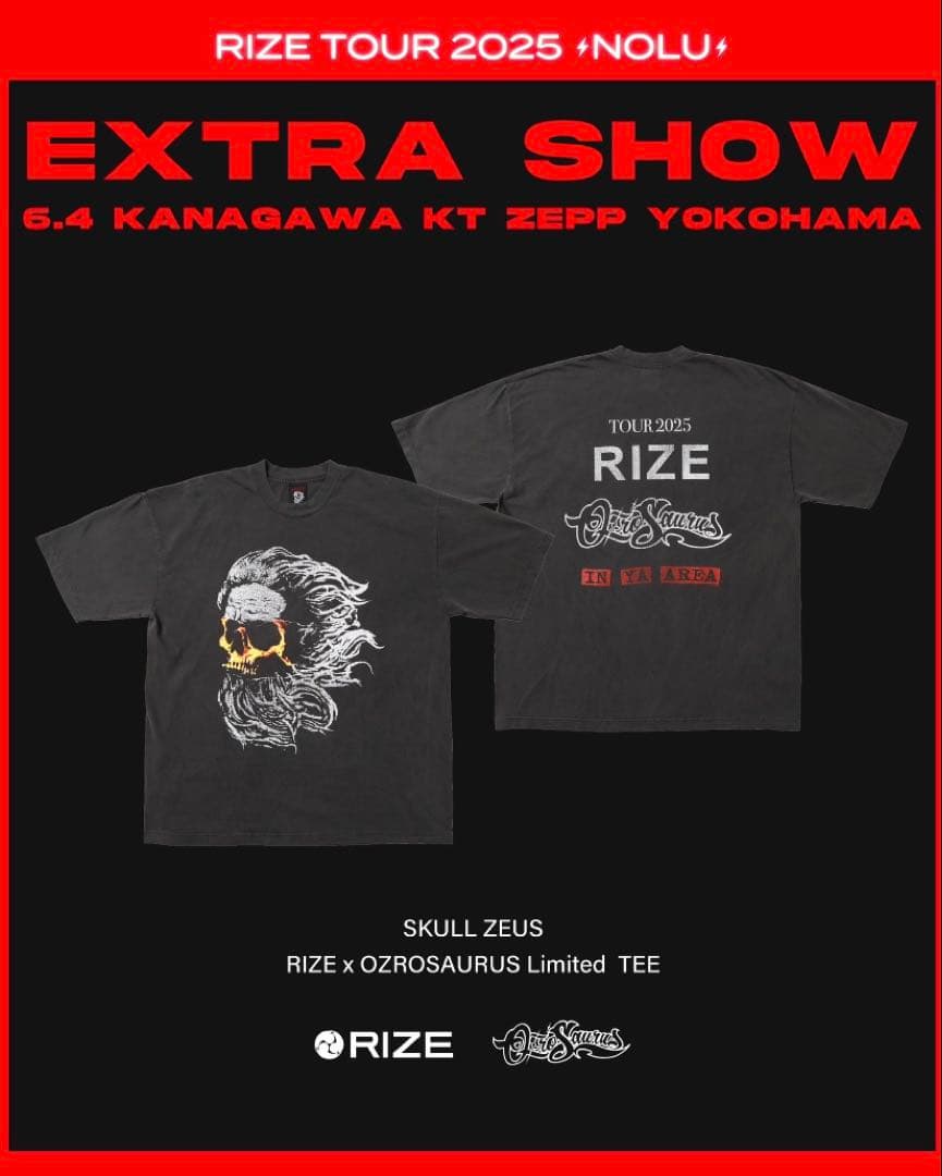 RIZE×OZROSAURUS skull zeus tee XXLサイズ