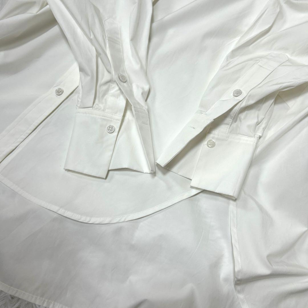 美品 MACCHATスタンドカラー オーバーサイズシャツ ホワイト