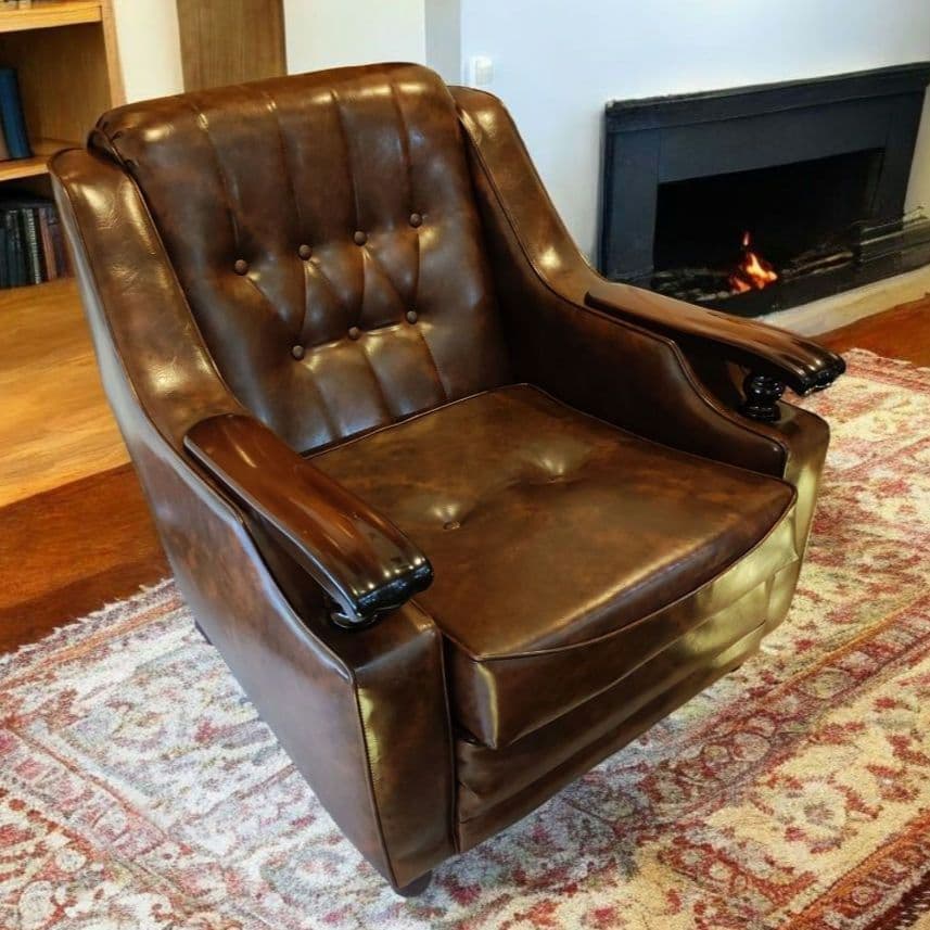 【美品】ヴィンテージソファ ミッドセンチュリー レザー ラウンドチェア