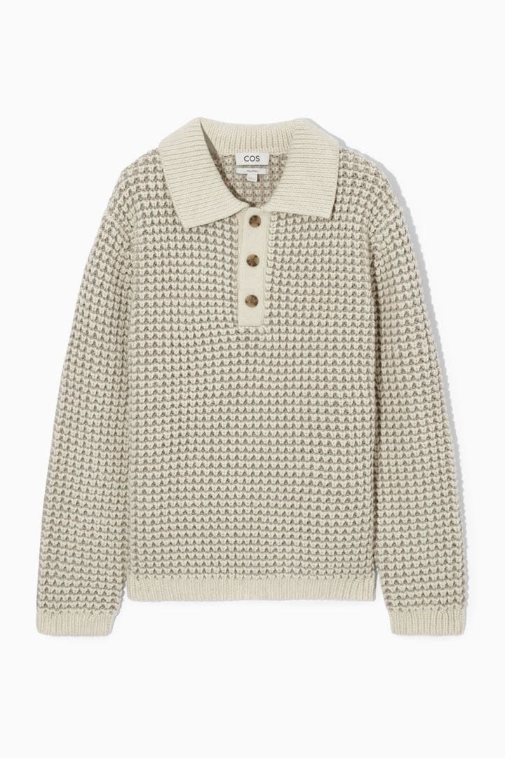 Y*U様 【COS】TWO-TONE WAFFLE-KNIT POLO SHIR