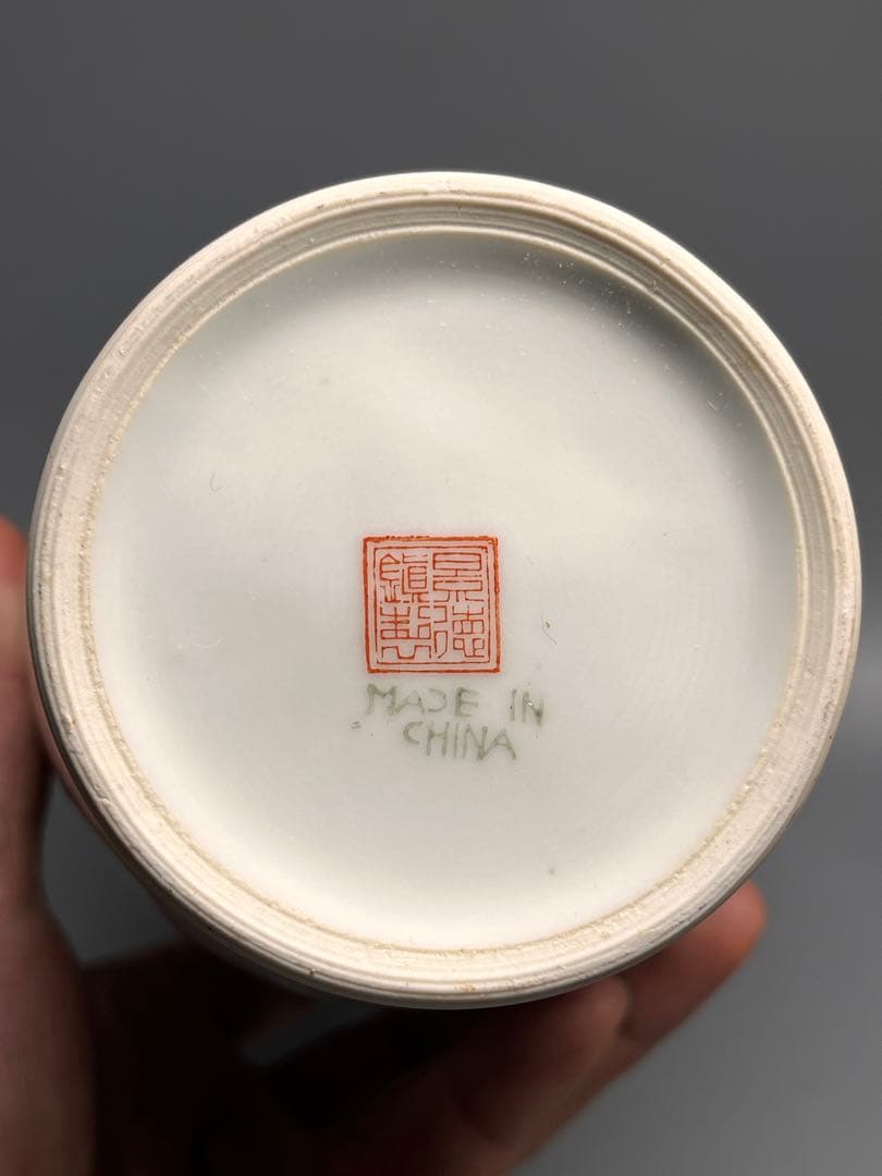 中国古美術　江西景徳鎮　花瓶　花立　インテリア　手描き　美品　陶芸　高さ25cm