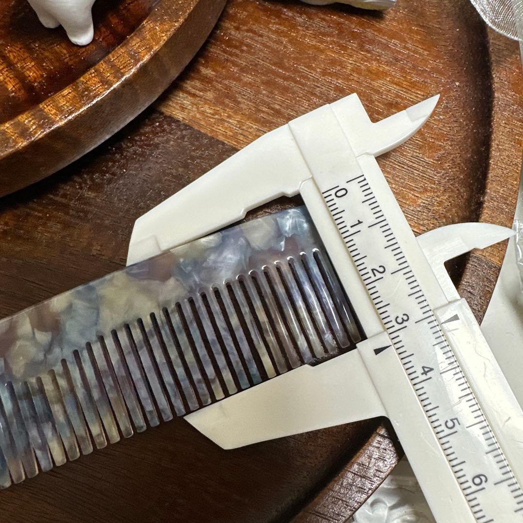 ☆ヘアコーム68アセテート櫛アセチヘアブラシ高級大理石マーブル柄14.5cm紫彩