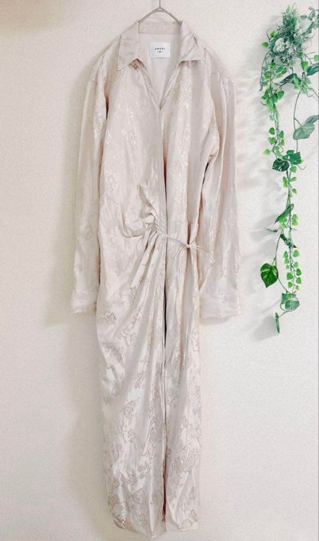 【極美品】 AMERI SATIN JACQUARD FLOWER DRESS