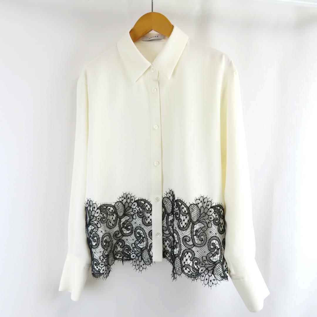 新品 25AW ADORE バイカラー レース ライトジョーゼットブラウス 38