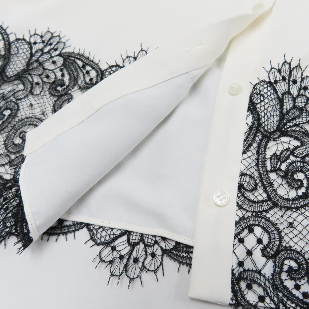 新品 25AW ADORE バイカラー レース ライトジョーゼットブラウス 38