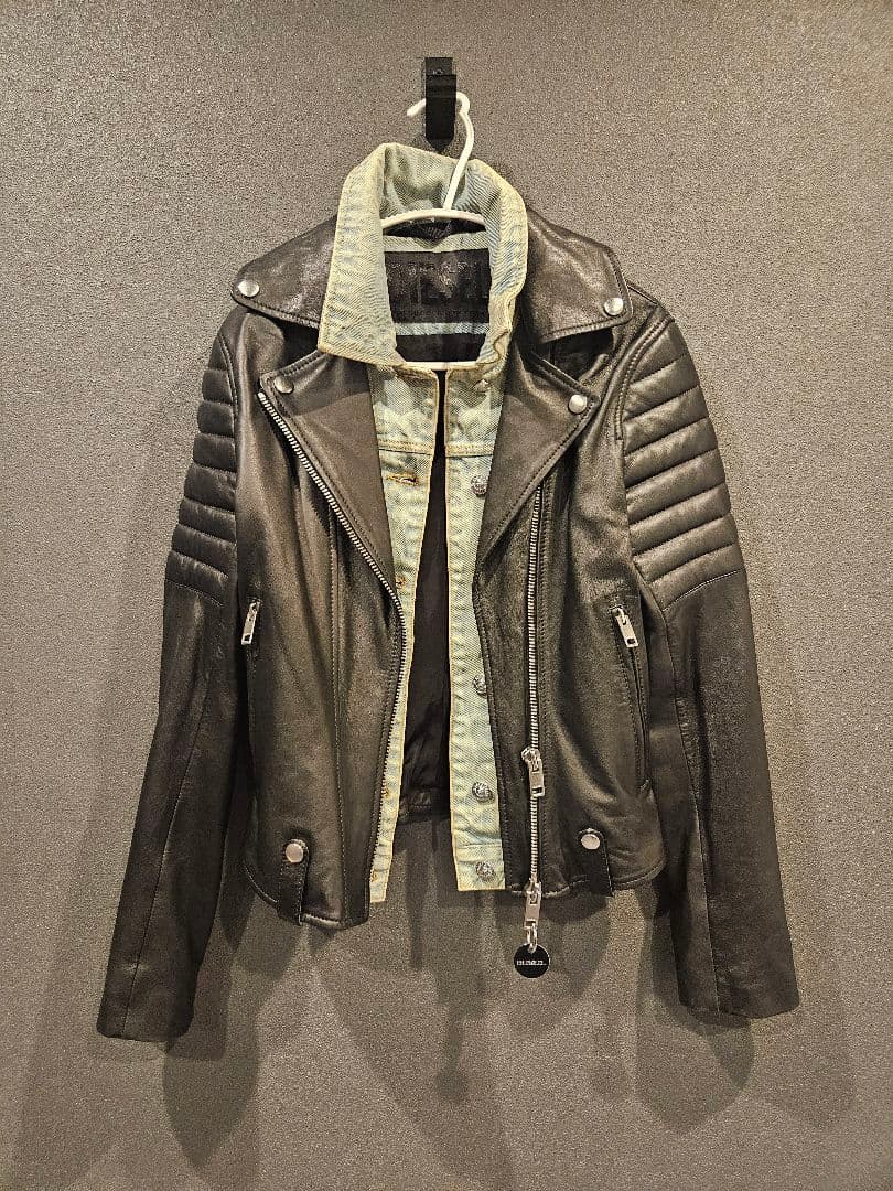 DIESEL ディーゼル ライダースジャケット サイズ:S 羊皮×デニム