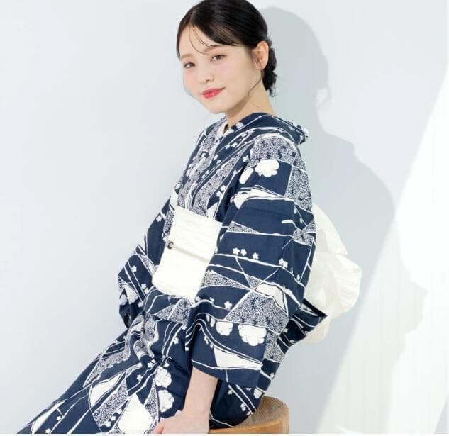 画像と同じ帯+お任せ下駄つき◆上品おとな浴衣◆涼し菊蒼碧紺の描画花古典浴衣◆