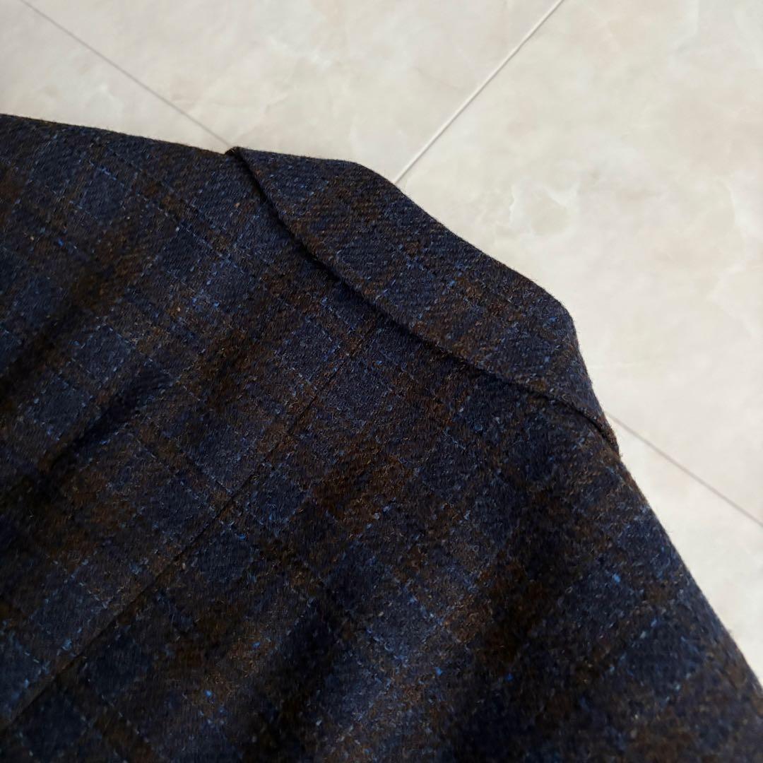 マッキントッシュロンドン ウールチェックダブルテーラードジャケット M 濃紺