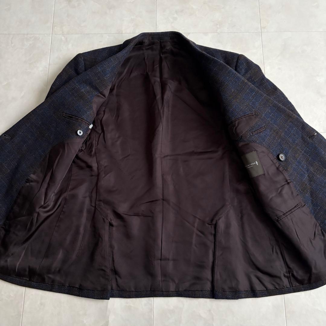 マッキントッシュロンドン ウールチェックダブルテーラードジャケット M 濃紺