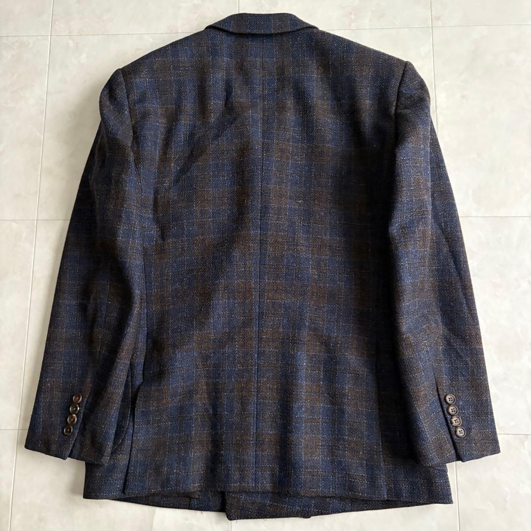 マッキントッシュロンドン ウールチェックダブルテーラードジャケット M 濃紺