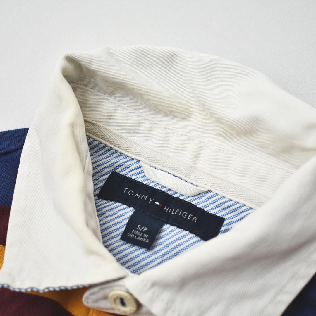 トミーヒルフィガー 長袖 ラガーシャツ スリット S ボーダー柄 マルチカラー