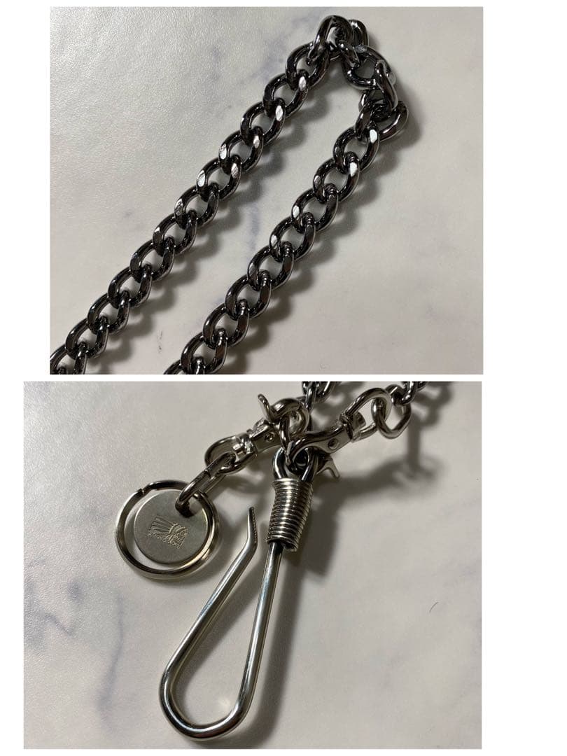 【美品】レッドムーン　ウォレットチェーン　真鍮　フック式留め具付き　シルバー