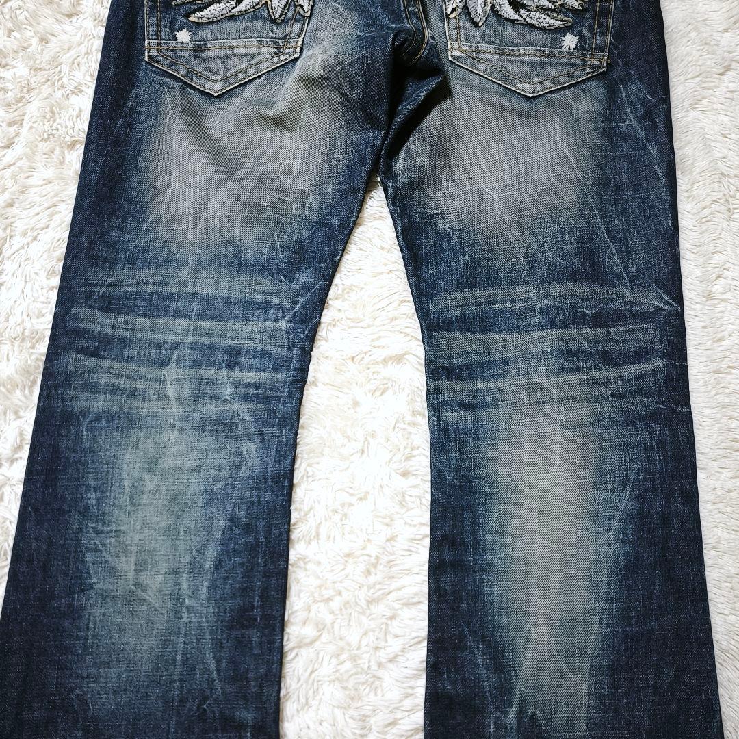 RED PEPPER レッドペッパー 刺繍デニム ブーツカット フレア 羽 翼