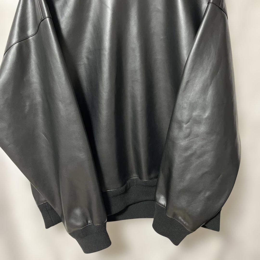 SOFTHYPHEN フェイクレザー トレーナー ブラック XL