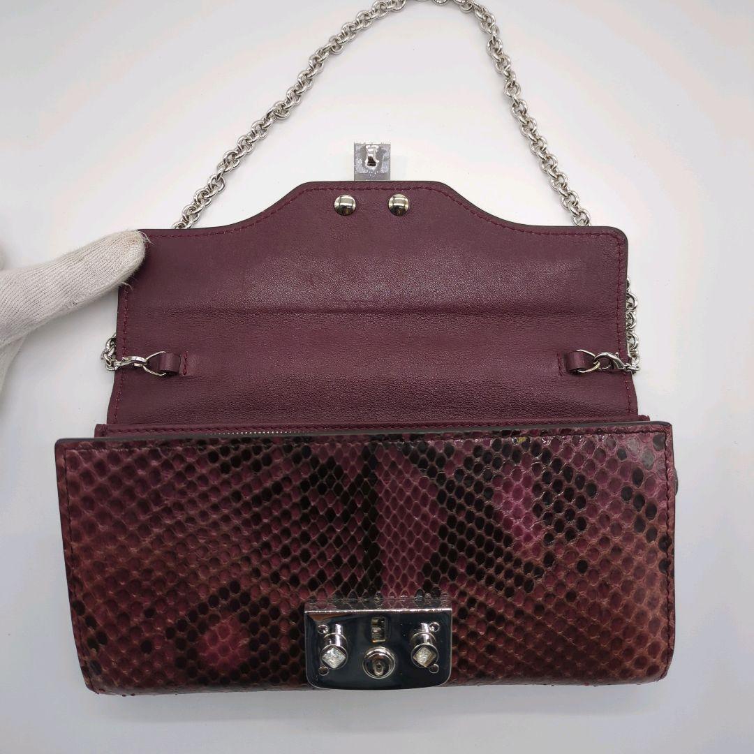 【入手困難・箱付き】グッチ☆チェーンウォレット 長財布 パイソン L字ジップ