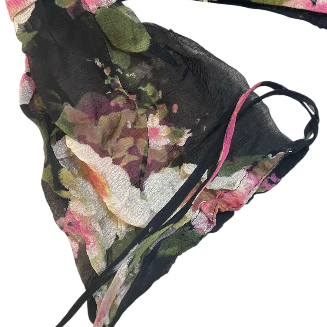 未使用品　Blumarine ブルマリン　フラワープリント　シルク　ミンクファー