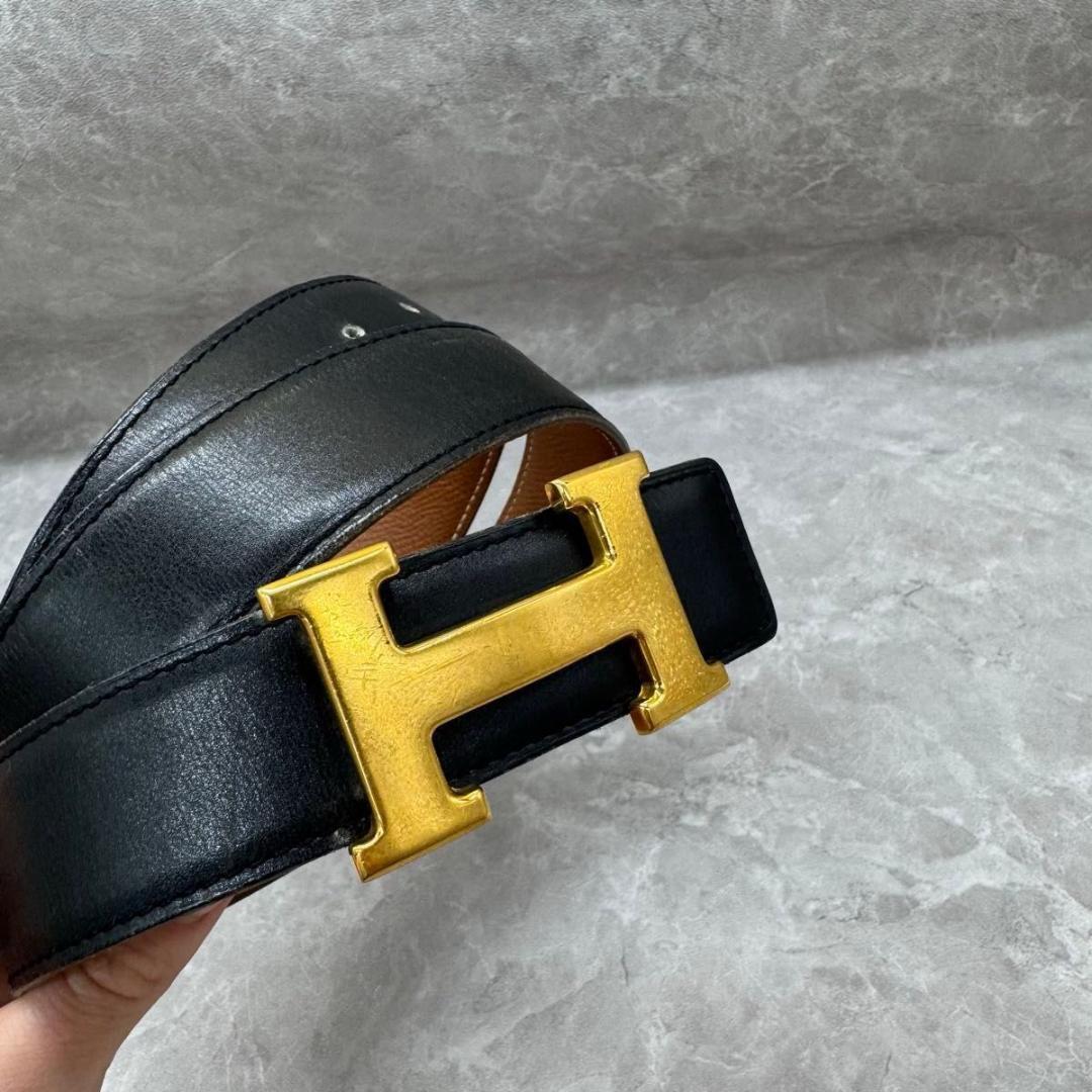 エルメス コンスタンス HERMES ブラック ブラウン Hベルト　85