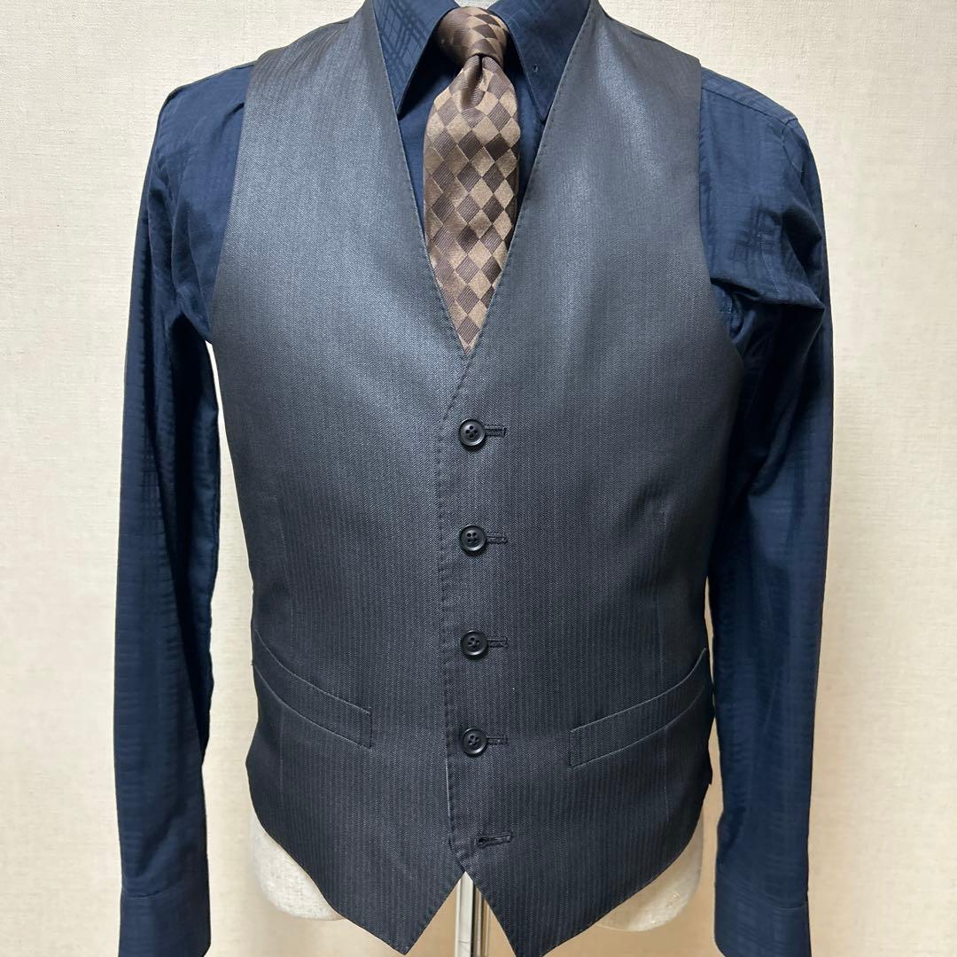 成人式結婚式　スリーピーススーツ＆チェスターコート＆ネクタイ３点　サイズM