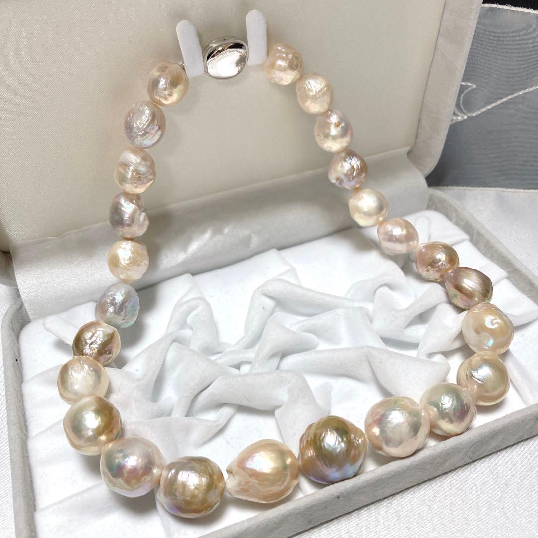 【希少！超大珠】本真珠 バロック パール ネックレス セミラウンド ～17mm