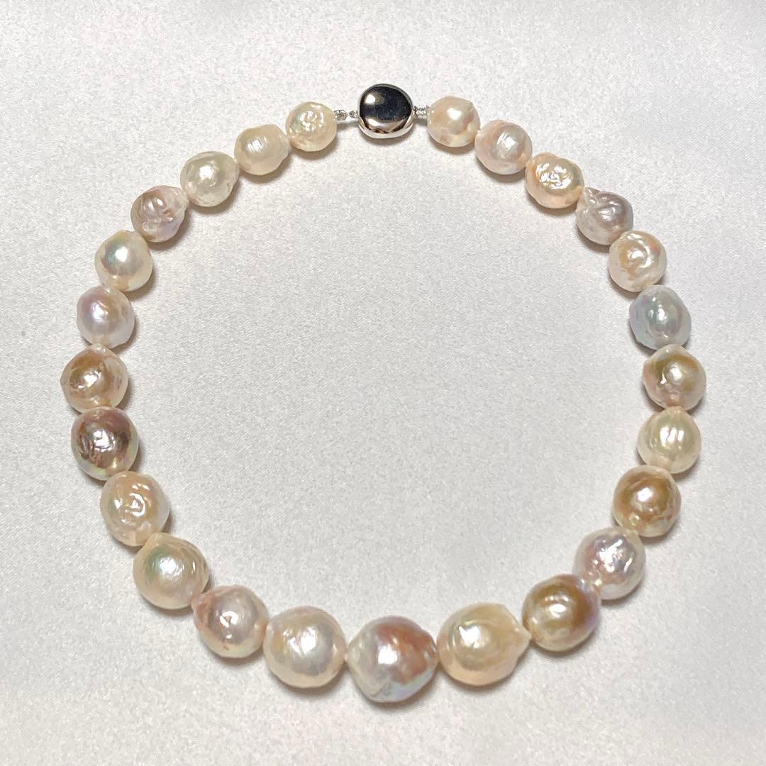 【希少！超大珠】本真珠 バロック パール ネックレス セミラウンド ～17mm